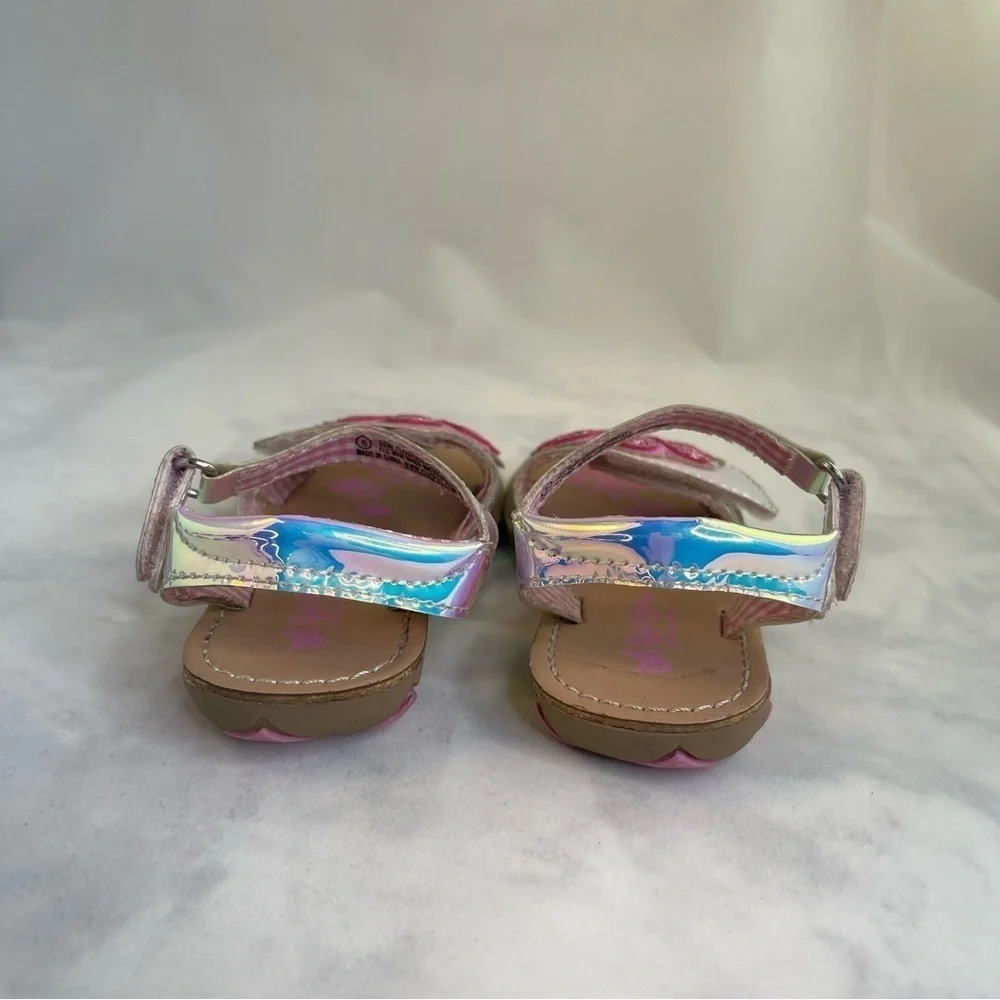 Baby girl Silver and Pink Sandals with Adjustable Straps toddler Size 5
